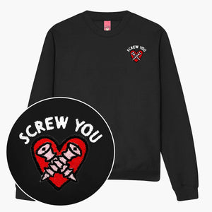 Screw You Embroidered Sweatshirt (Unisex)-Embroidered Clothing, Embroidered Sweatshirt, JH030-Sassy Spud