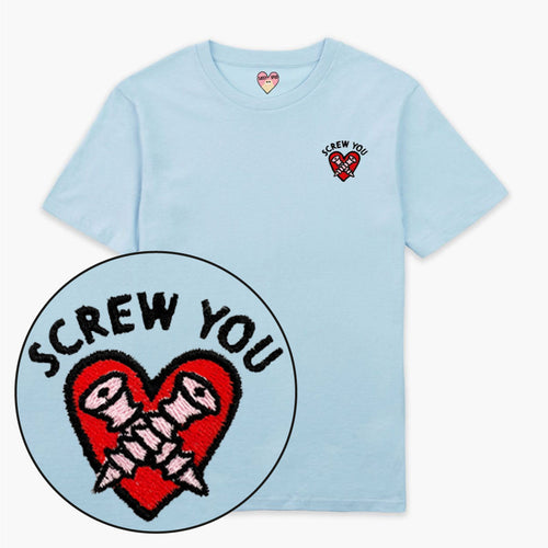 Screw You Embroidered T-Shirt (Unisex)-Embroidered Clothing, Embroidered T Shirt, EP01-Sassy Spud