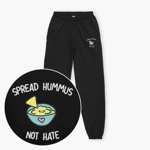 Spread Hummus Not Hate Embroidered Joggers (Unisex)-Embroidered Clothing, Embroidered Joggers, JH072-Sassy Spud