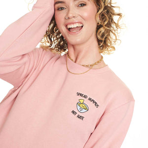 Spread Hummus Not Hate Embroidered Sweatshirt (Unisex)-Embroidered Clothing, Embroidered Sweatshirt, JH030-Sassy Spud