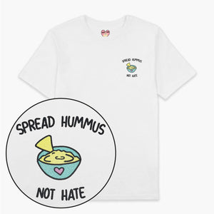 Spread Hummus Not Hate Embroidered T-Shirt (Unisex)-Embroidered Clothing, Embroidered T Shirt, EP01-Sassy Spud