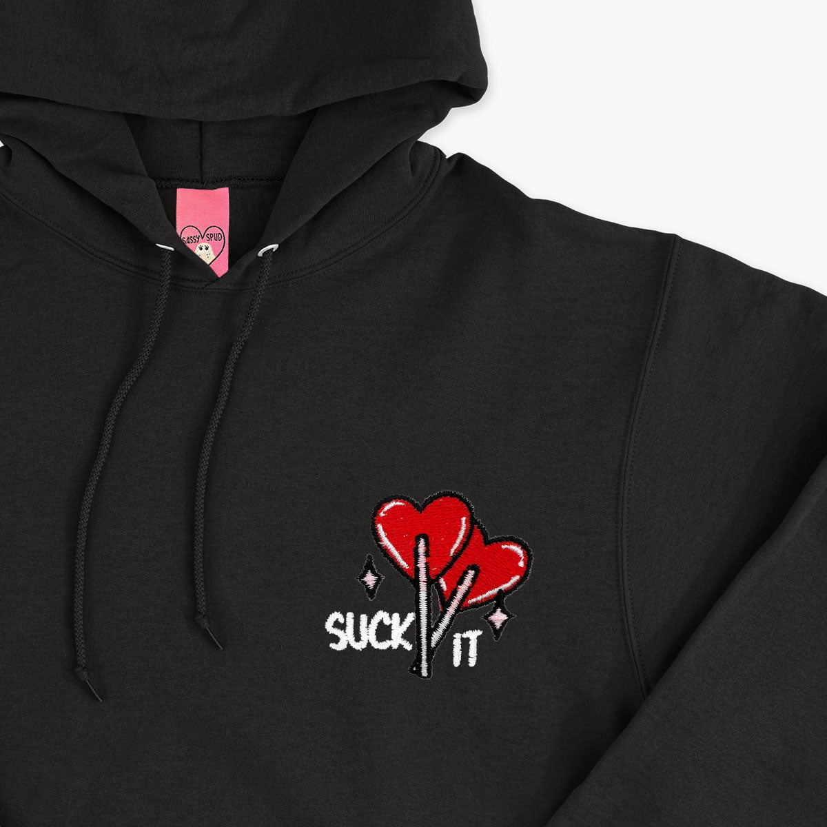 Suck It Lollipop Embroidered Hoodie (Unisex)-Embroidered Clothing, Embroidered Hoodie, JH001-Sassy Spud