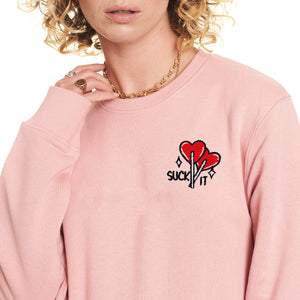 Suck It Lollipop Embroidered Sweatshirt (Unisex)-Embroidered Clothing, Embroidered Sweatshirt, JH030-Sassy Spud