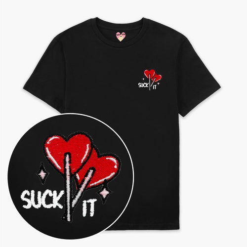 Suck It Lollipop Embroidered T-Shirt (Unisex)-Embroidered Clothing, Embroidered T Shirt, EP01-Sassy Spud