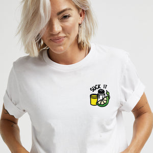 Suck It Tequila Embroidered T-Shirt (Unisex)-Embroidered Clothing, Embroidered T Shirt, EP01-Sassy Spud