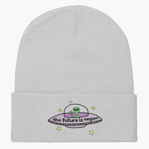 The Future Is Vegan Embroidered Beanie-Embroidered Clothing, Embroidered Beanie, BB45-Sassy Spud