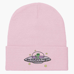 The Future Is Vegan Embroidered Beanie-Embroidered Clothing, Embroidered Beanie, BB45-Sassy Spud