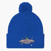 Afbeelding laden in Galerijviewer, The Future Is Vegan Embroidered Pom Pom Beanie-Embroidered Clothing, Embroidered Beanie, BB426-Sassy Spud