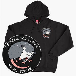 We All Scream Possum Hoodie (Unisex)-Printed Clothing, Printed Hoodie, JH001-Sassy Spud