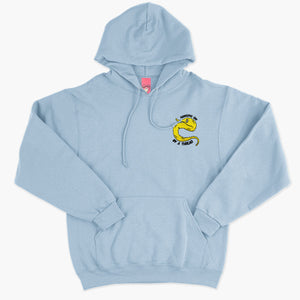 Yellow Worm On A String Embroidered Hoodie (Unisex)-Embroidered Clothing, Embroidered Hoodie, JH001-Sassy Spud