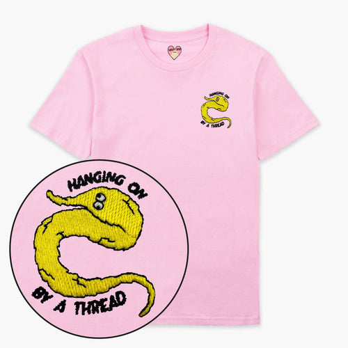 Yellow Worm On A String Embroidered T-Shirt (Unisex)-Embroidered Clothing, Embroidered T Shirt, EP01-Sassy Spud